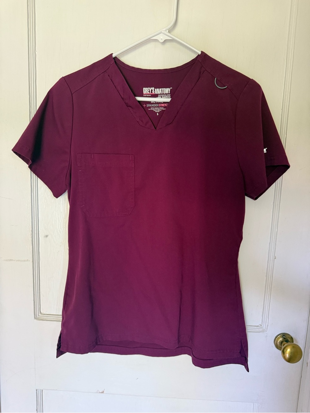 Grey's Anatomy Women's V-Neck Medical Scrub Top in burgundy